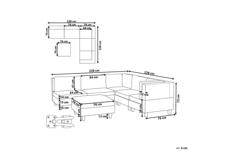 Modulsoffa med fotpall Unstad Beige/svart, Vänstervänd - Beige/svart, Vänstervänd - Möbler - Soffa - Modulsoffa - Komplett modulsoffa