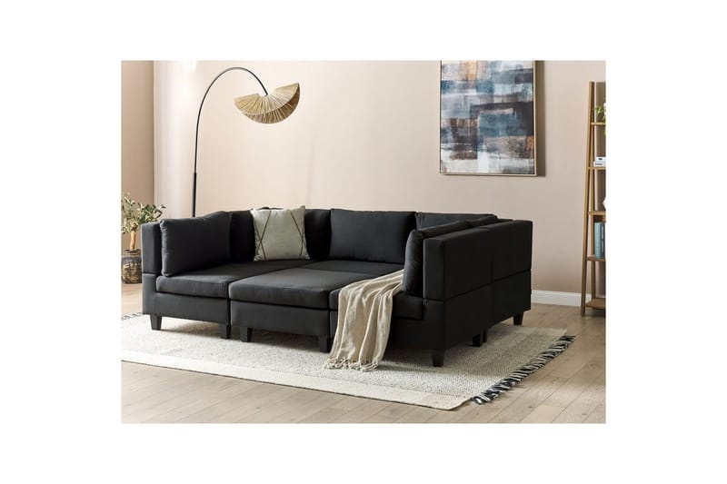Modulsoffa med fotpall Unstad Svart, Symmetrisk - Svart, Symmetrisk - Möbler - Soffa - Modulsoffa - Komplett modulsoffa
