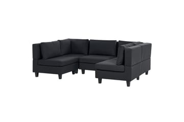 Modulsoffa med fotpall Unstad Svart, Symmetrisk - Svart, Symmetrisk - Möbler - Soffa - Modulsoffa - Komplett modulsoffa
