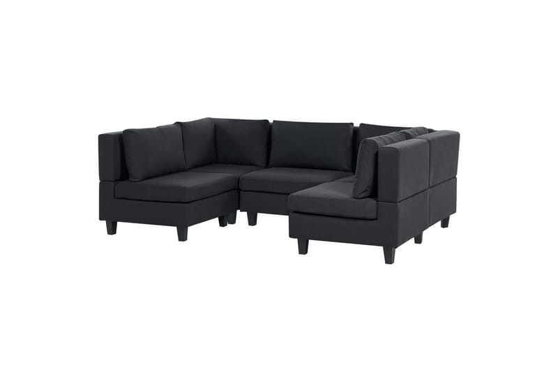 Modulsoffa med fotpall Unstad Svart, Symmetrisk - Svart, Symmetrisk - Möbler - Soffa - Modulsoffa - Komplett modulsoffa
