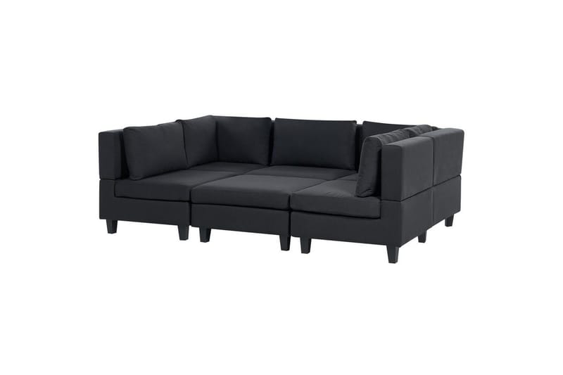 Modulsoffa med fotpall Unstad Svart, Symmetrisk - Svart, Symmetrisk - Möbler - Soffa - Modulsoffa - Komplett modulsoffa