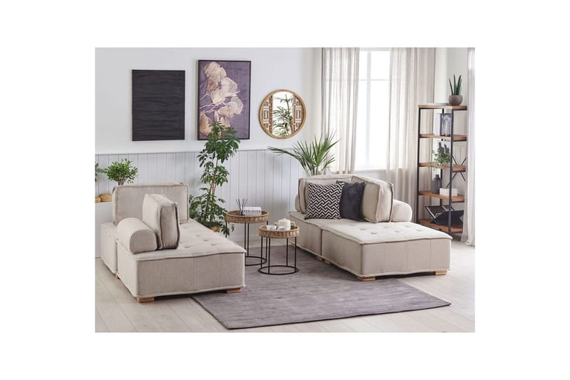 Modulsoffa Tibro Beige/ljust trä - Beige/ljust trä - Möbler - Soffa - Modulsoffa - Komplett modulsoffa