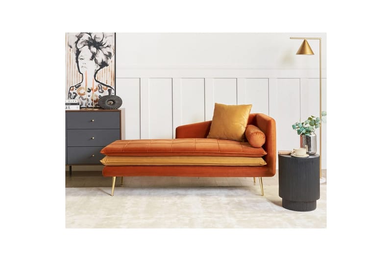 Schäslong Gonesse Orange, guld - Orange, guld - Möbler - Soffa - Modulsoffa - Övriga moduler till modulsoffa