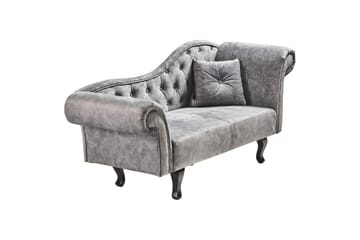 Schäslong Lattes Grå, mörkt trä, Högervänd - Grå - Möbler - Soffa - Sammetssoffa