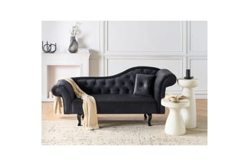 Schäslong Lattes Svart, mörkt trä, Högervänd - Svart, mörkt trä, Högervänd - Möbler - Soffa - Sammetssoffa