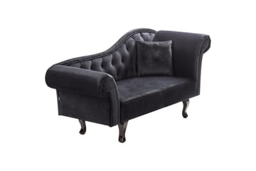 Schäslong Lattes Svart, mörkt trä, Högervänd - Svart, mörkt trä, Högervänd - Möbler - Soffa - Sammetssoffa