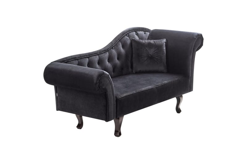 Schäslong Lattes Svart, mörkt trä, Högervänd - Svart, mörkt trä, Högervänd - Möbler - Soffa - Sammetssoffa