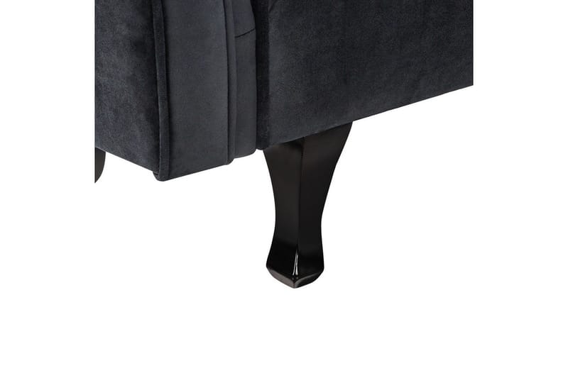 Schäslong Lattes Svart, mörkt trä, Vänstervänd - Svart, mörkt trä, Vänstervänd - Möbler - Soffa - Sammetssoffa