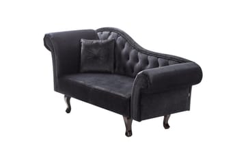 Schäslong Lattes Svart, mörkt trä, Vänstervänd - Svart, mörkt trä, Vänstervänd - Möbler - Soffa - Sammetssoffa