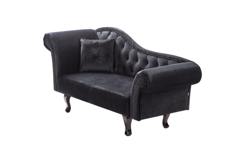 Schäslong Lattes Svart, mörkt trä, Vänstervänd - Svart, mörkt trä, Vänstervänd - Möbler - Soffa - Sammetssoffa