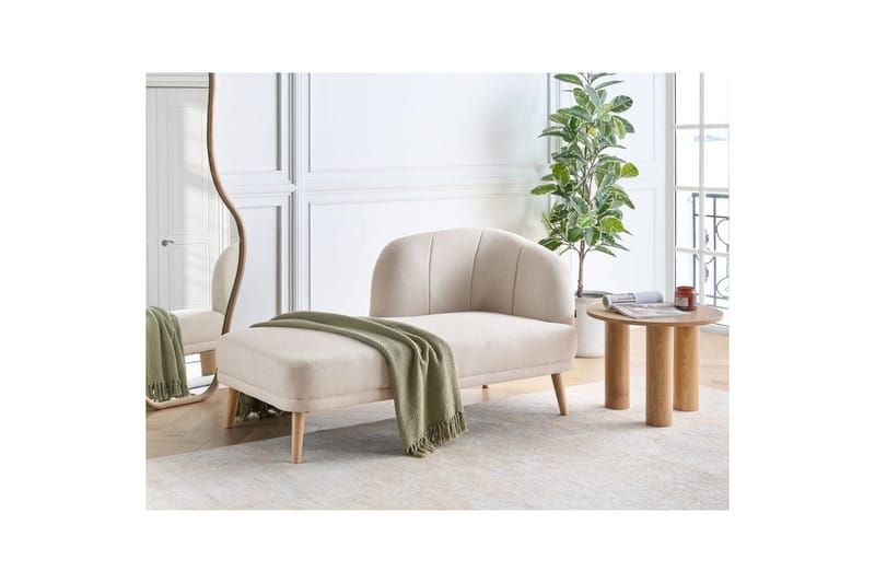 Schäslong Tanlay Beige, ljust trä, Högervänd - Beige, ljust trä, Högervänd - Möbler - Soffa - Modulsoffa - Övriga moduler till modulsoffa