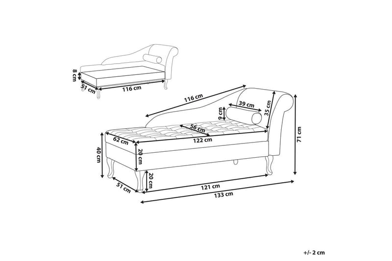 Schäslong Pessac Ljusgrå, svart, Högervänd - Ljusgrå, svart, Högervänd - Möbler - Soffa - Modulsoffa - Övriga moduler till modulsoffa