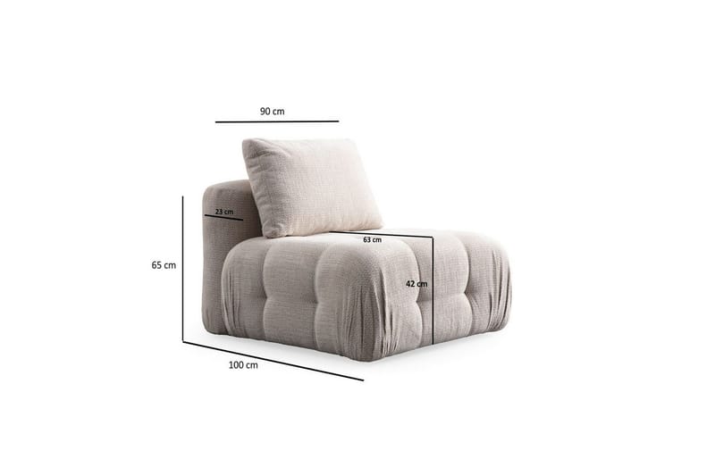 Yvara Mittmodul 90 cm - Beige - Möbler - Soffa - Modulsoffa - Mittmodul