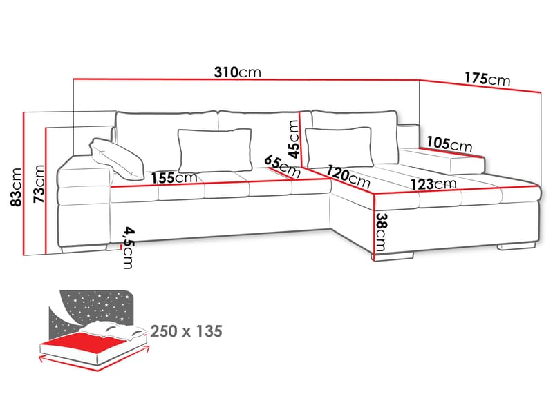 Naoma 4-sits Soffa med Divan Höger - Möbler - Soffa - Hörnsoffa