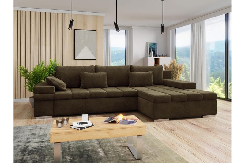 Naoma Soffa med Divan 3-sits - Brun - Möbler - Soffa - Sammetssoffa