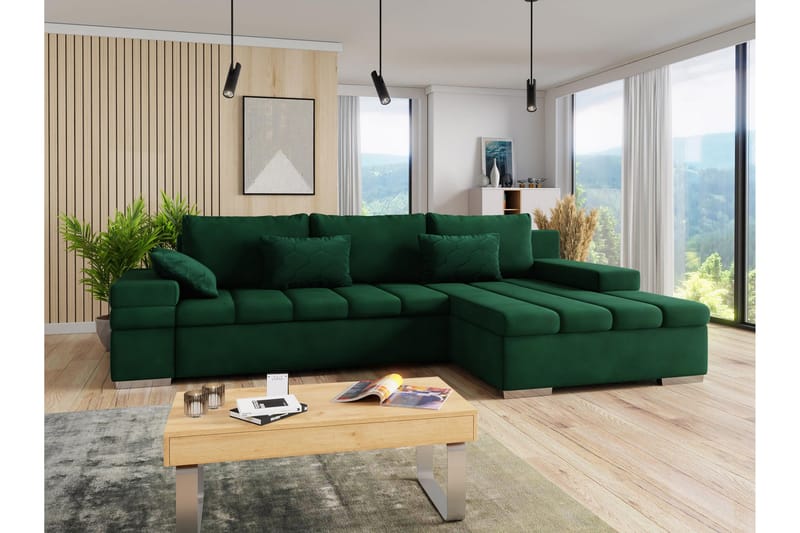 Naoma Soffa med Divan 3-sits - Grön - Möbler - Soffa - Sammetssoffa