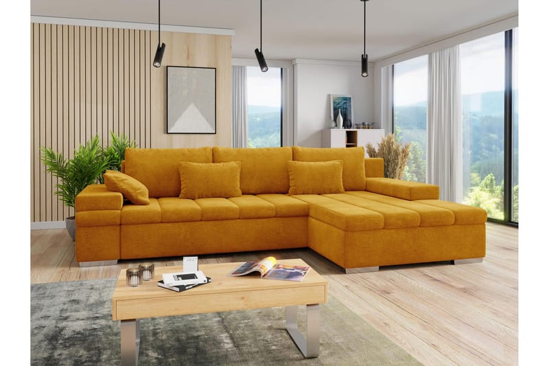 Naoma Soffa med Divan 3-sits - Gul - Möbler - Soffa - Sammetssoffa