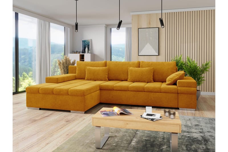 Naoma Soffa med Divan 3-sits - Gul - Möbler - Soffa - Sammetssoffa