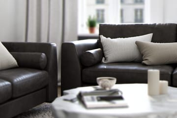 Ocean Lyx 3-sits Konstläderssoffa med Nackrullar - Svart - Möbler - Soffa - Skinnsoffa