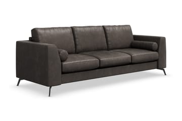 Ocean Lyx 3-sits Konstläderssoffa med Nackrullar - Svart - Möbler - Soffa - Skinnsoffa