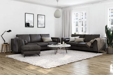 Ocean Lyx 3-sits Konstläderssoffa med Nackrullar - Svart - Möbler - Soffa - Skinnsoffa