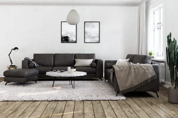 Ocean Lyx 3-sits Konstläderssoffa med Nackrullar - Svart - Möbler - Soffa - Skinnsoffa
