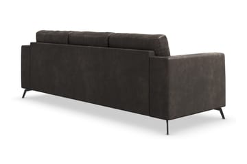 Ocean Lyx 3-sits Konstläderssoffa med Nackrullar - Svart - Möbler - Soffa - Skinnsoffa