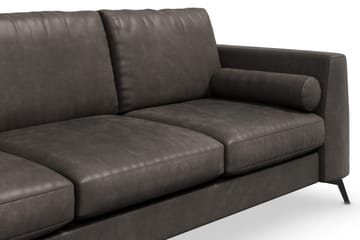 Ocean Lyx 3-sits Konstläderssoffa med Nackrullar - Svart - Möbler - Soffa - Skinnsoffa