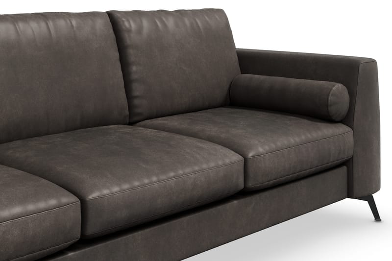 Ocean Lyx 3-sits Konstläderssoffa med Nackrullar - Svart - Möbler - Soffa - Skinnsoffa