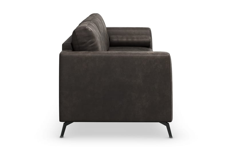 Ocean Lyx 3-sits Konstläderssoffa med Nackrullar - Svart - Möbler - Soffa - Skinnsoffa