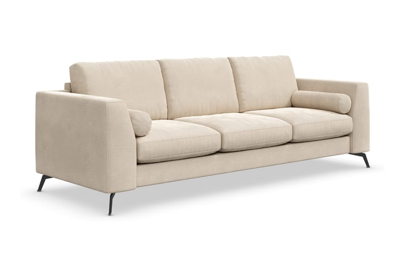 Ocean Lyx 3-sits Sammetssoffa med Nackrullar - Beige - Möbler - Soffa - Sammetssoffa