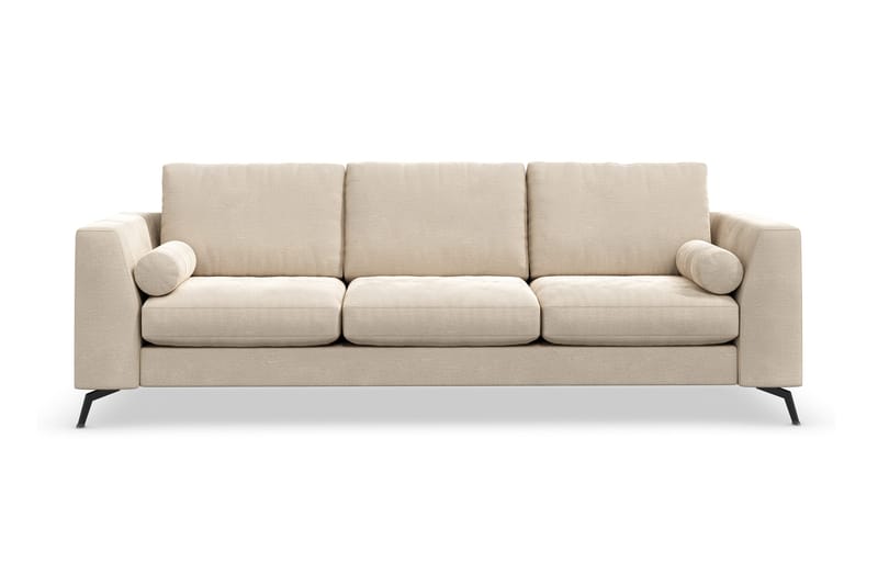 Ocean Lyx 3-sits Sammetssoffa med Nackrullar, Beige