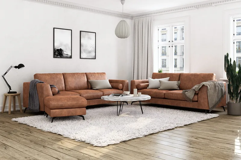 Ocean Lyx 3-sits Soffa i Konstläder - Brun - Möbler - Soffa - Skinnsoffa