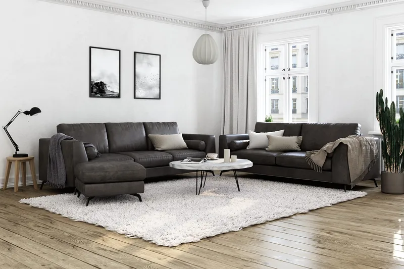 Ocean Lyx 3-sits Soffa i Konstläder - Mörkgrå - Möbler - Soffa - Skinnsoffa