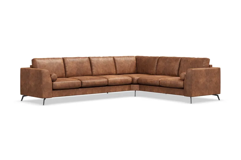 Ocean Lyx 5-sits Vändbar L-formad Hörnsoffa i Konstläder - Brun - Möbler - Soffa - Skinnsoffa