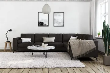 Ocean Lyx 5-sits Vändbar L-formad Hörnsoffa i Sammet - Mörkgrå - Möbler - Soffa - Sammetssoffa