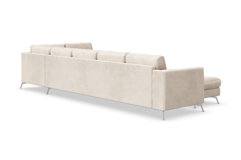 Ocean Lyx 6-sits Högervänd U-formad Soffa med Divan och Schäslong + Fotpall i Manchester - Beige - Möbler - Soffa - Divansoffa & schäslongsoffa