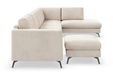 Ocean Lyx 6-sits Högervänd U-formad Soffa med Divan och Schäslong + Fotpall i Manchester - Beige - Möbler - Soffa - U-soffa