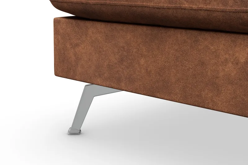 Ocean Lyx 6-sits Vänstervänd U-formad Soffa med Divan och Schäslong + Fotpall i Konstläder - Brun - Möbler - Soffa - Skinnsoffa