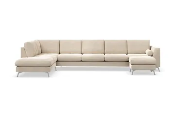 Ocean Lyx 6-sits Vänstervänd U-formad Soffa med Divan och Schäslong + Fotpall i Sammet