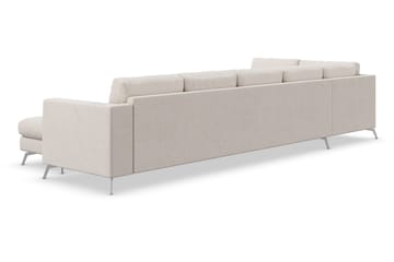 Ocean Lyx 6-sits Vänstervänd U-formad Soffa med Divan och Schäslong + Fotpall i Tyg - Beige - Möbler - Soffa - U-soffa