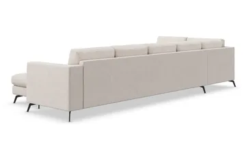 Ocean Lyx 6-sits Vänstervänd U-formad Soffa med Divan och Schäslong + Fotpall i Tyg - Beige - Möbler - Soffa - U-soffa