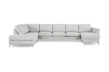Ocean Lyx 6-sits Vänstervänd U-formad Soffa med Divan och Schäslong + Fotpall i Tyg