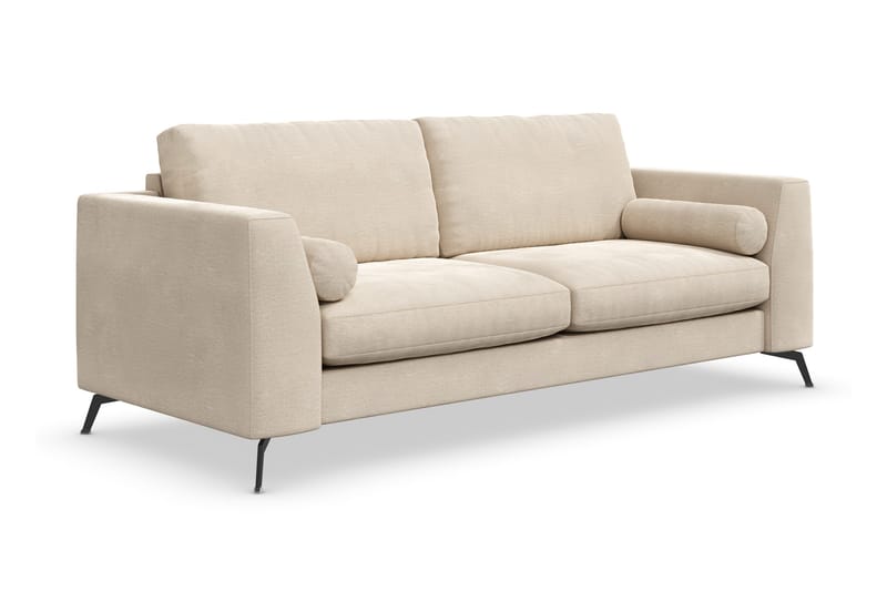 Ocean Lyx Soffa med Nackrullar i Tyg - Beige - Möbler - Soffa - Sammetssoffa