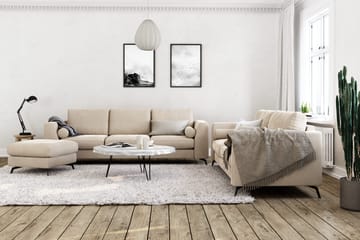 Ocean Lyx Soffa med Nackrullar i Tyg - Beige - Möbler - Soffa - Sammetssoffa