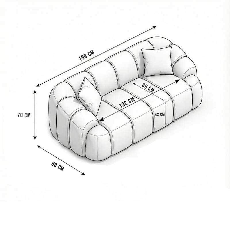 Octavio 2-sitssoffa 199x70x80 cm - Grå - Möbler - Soffa - 2 sits soffa