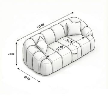 Octavio 2-sitssoffa 199x70x80 cm - Vit - Möbler - Soffa - 2 sits soffa