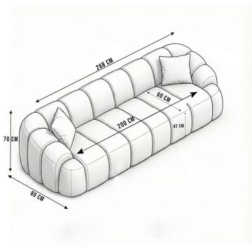 Octavio 4-sitssoffa 268x70x80 cm - kakel röd - Möbler - Soffa - 4 sits soffa