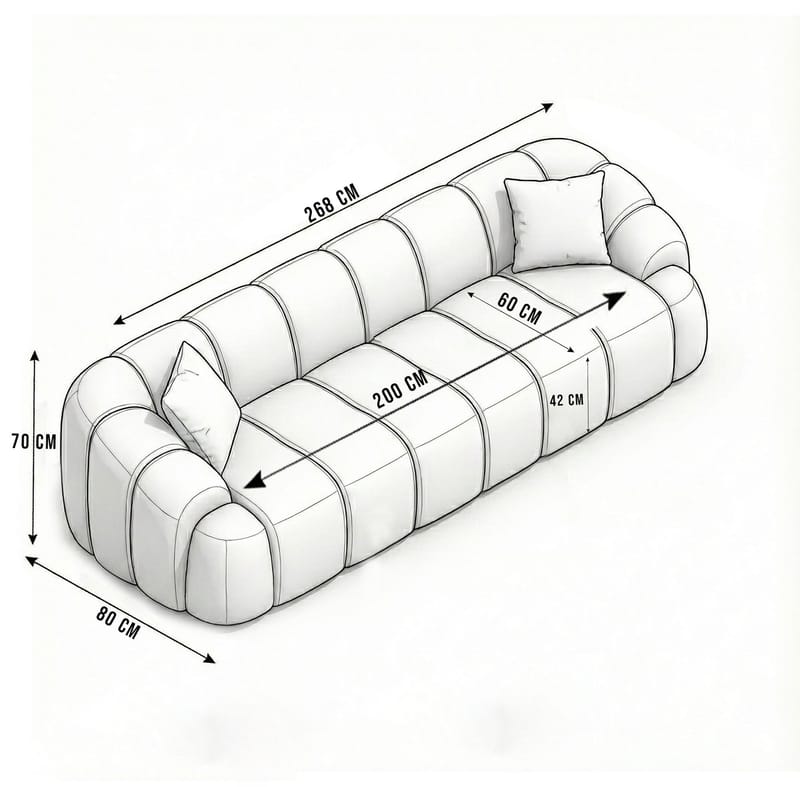 Octavio 4-sitssoffa 268x70x80 cm - Marinblå - Möbler - Soffa - 4 sits soffa