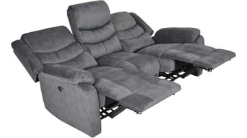 Olvani 3-sits Reclinersoffa i tyg elektrisk - Grå - Möbler - Soffa - Biosoffa & reclinersoffa
